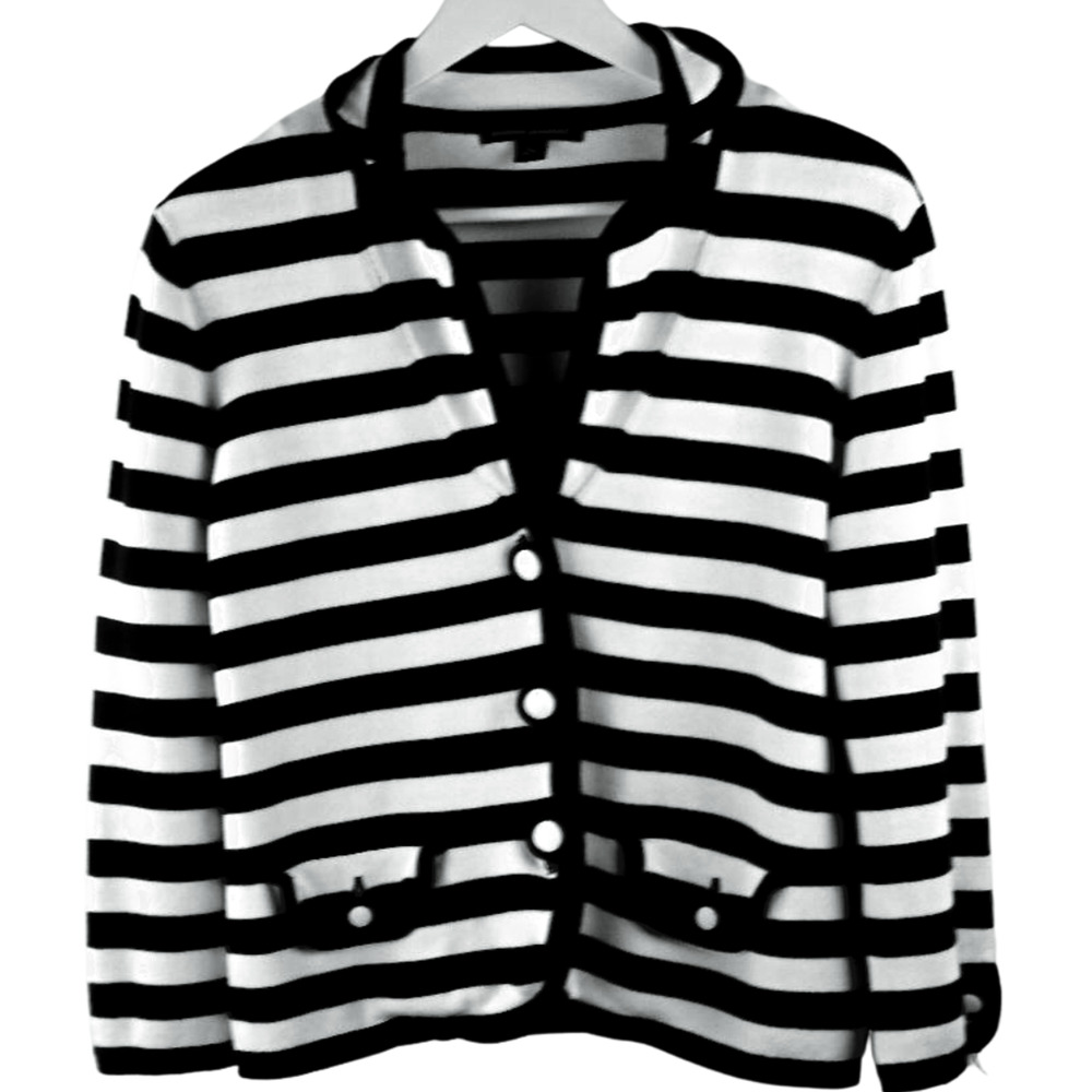 Banana Republic Women’s Size 2 Navy & White Striped Sweater Blazer